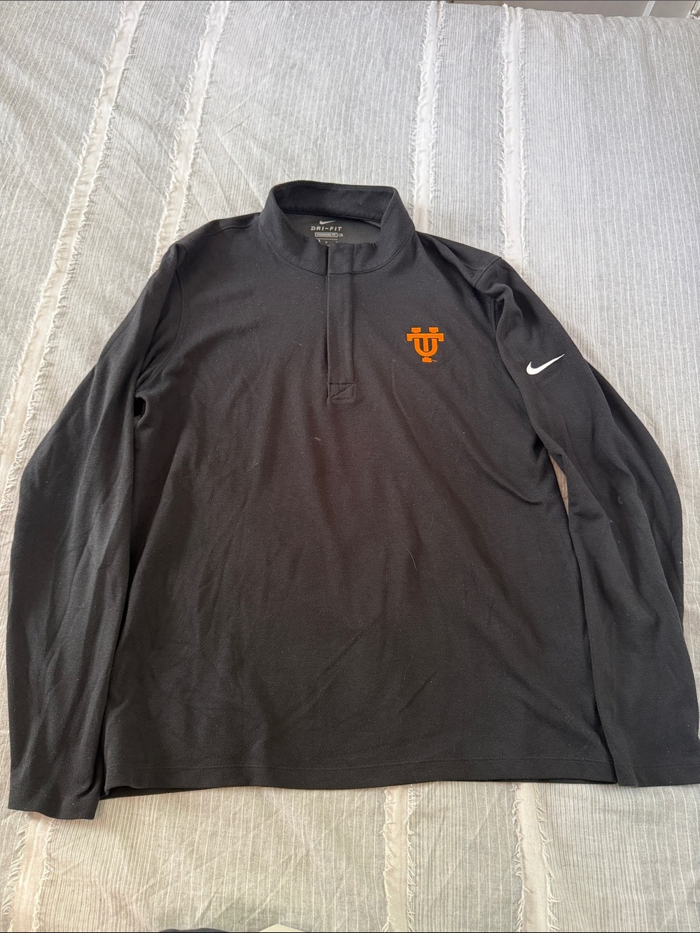 Tennessee Nike Black Long-Sleeve Quarter-Zip Polo